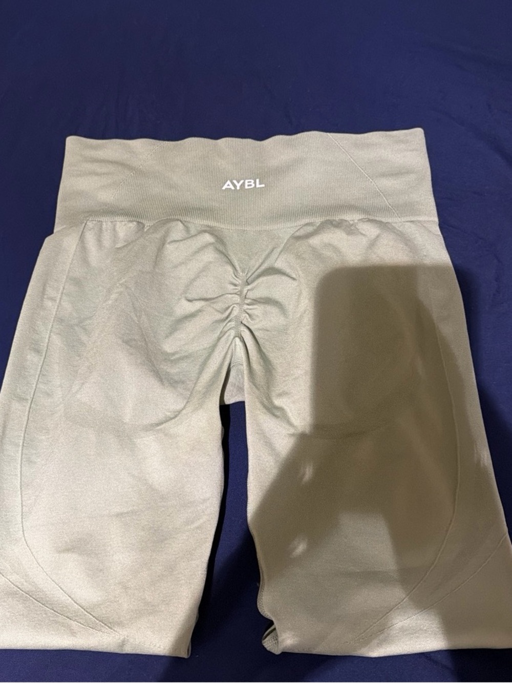 AYBL Kids High-Waist Ruched Bike Shorts in Sage Green